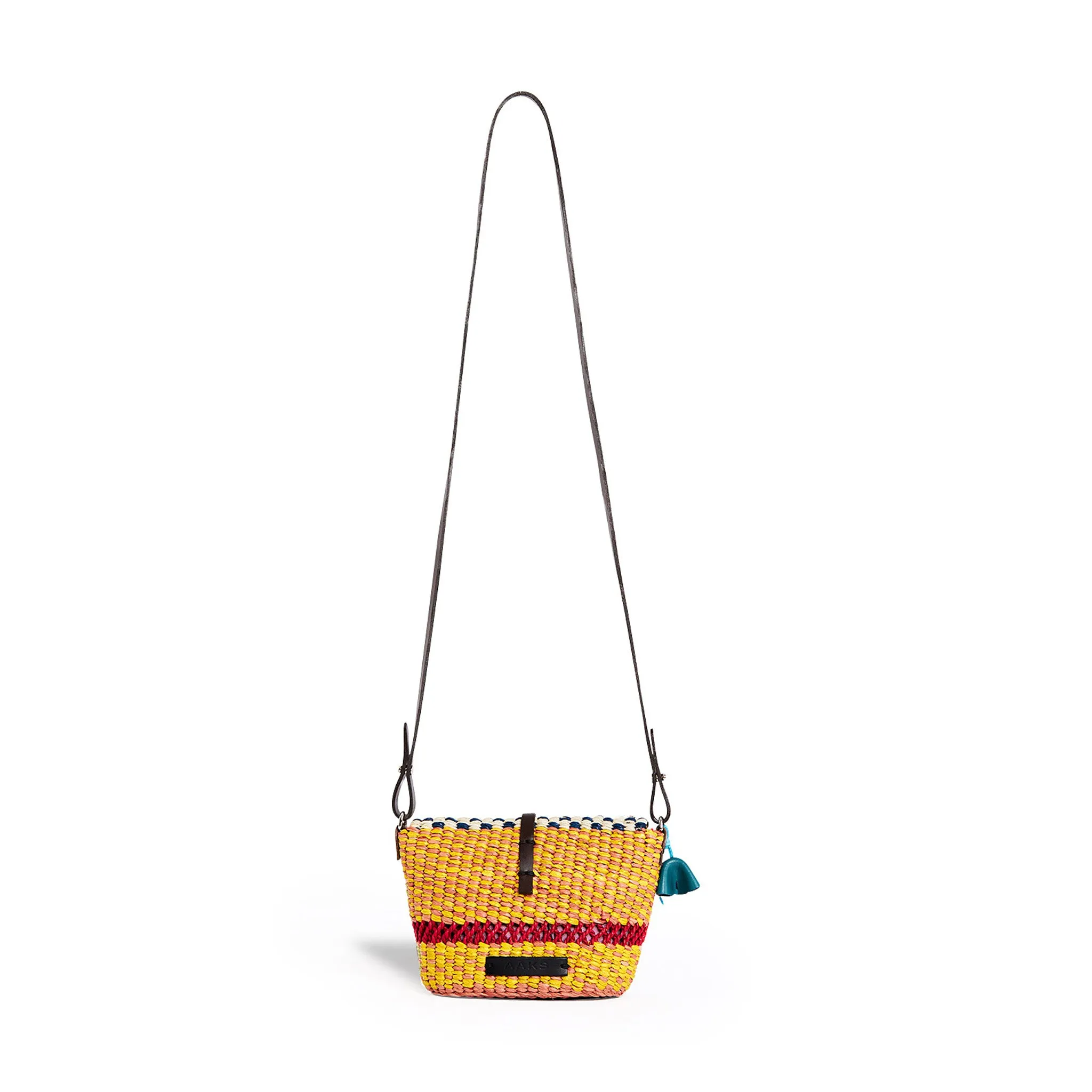 Aaks Raffia Crossbody Bag - Blue/ Green