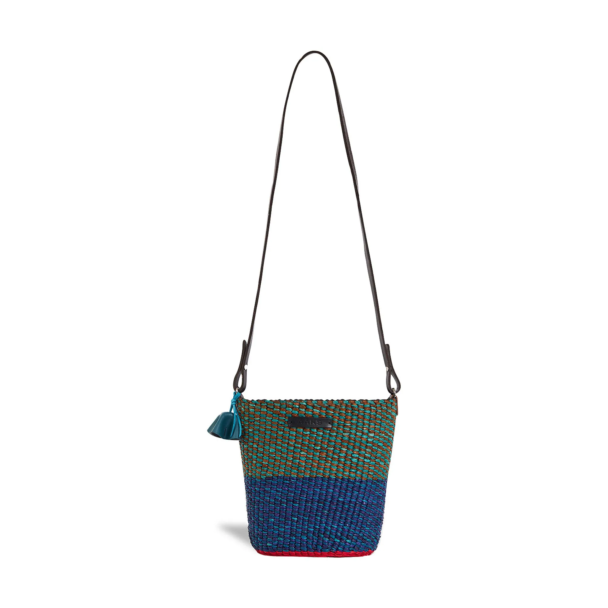 Aaks Raffia Crossbody Bag - Blue/ Green