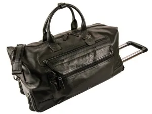 Adpel Navigator Leather Weekender Trolley Travel Duffel Bag | Black