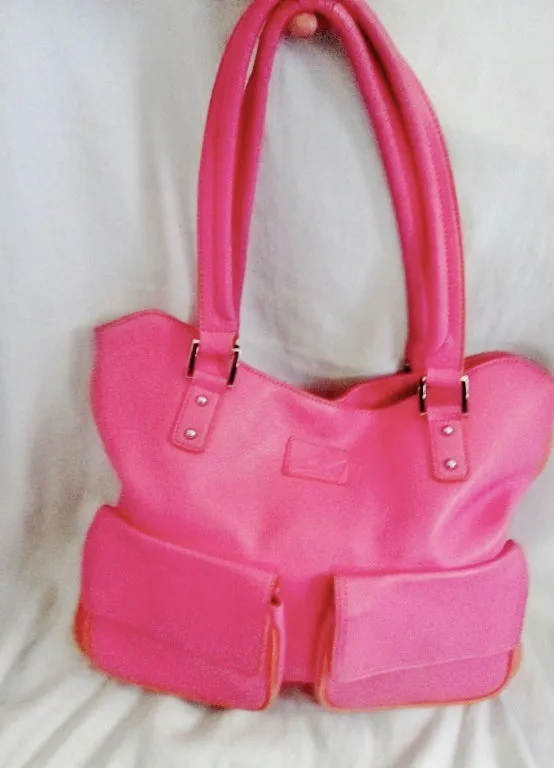 BAEKGAARD Pebbled LEATHER Satchel TOTE Book Bag Beach Shopper Carryall PINK L