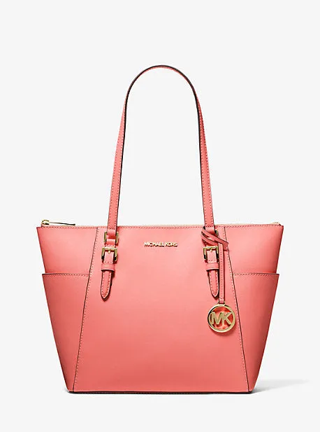 Charlotte Large Saffiano Leather Top-Zip Tote Bag