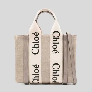 CHLOE Small Woody Tote Bag Musk Grey CHC22AS397I2600O