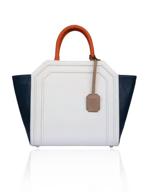 Cream & Navy Medium Sharon Tote