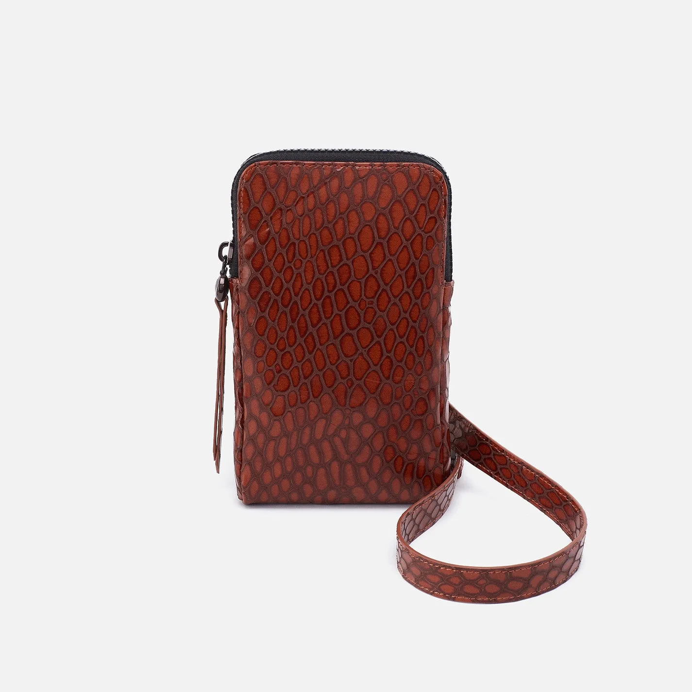 Dixon Phone Sling In High Gloss Leather - Tortoise