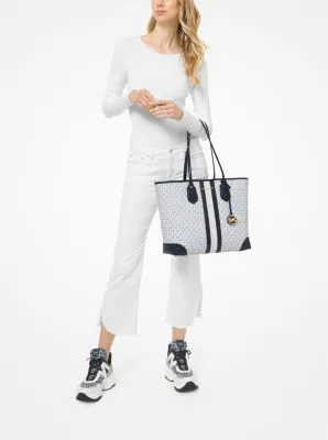 Eva Large Logo Stripe Tote Bag