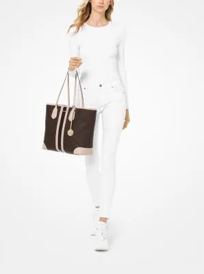 Eva Large Logo Stripe Tote Bag