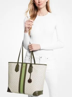 Eva Large Logo Stripe Tote Bag