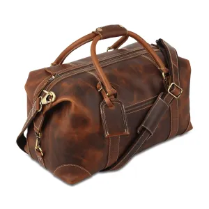 Leather Duffel Bags for Men and Women Full Grain Leather Travel Overnight Weekend Leather Bags Sports Gym Duffel for Men (Dark Tan)