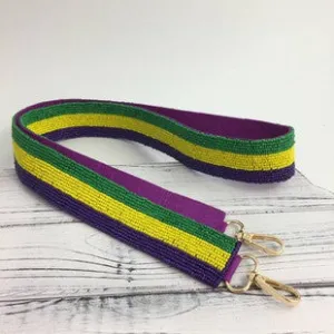 Mardi Gras Beaded Striped Purse Strap