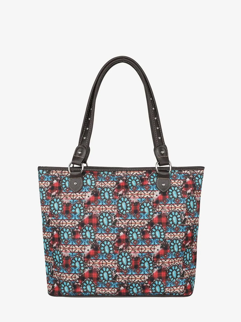 Montana West Aztec Squash Blossom Print Canvas Tote Bag