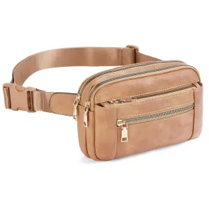 Premium Leather Fanny Pack - Lightweight Waist Bag with Adjustable Belt