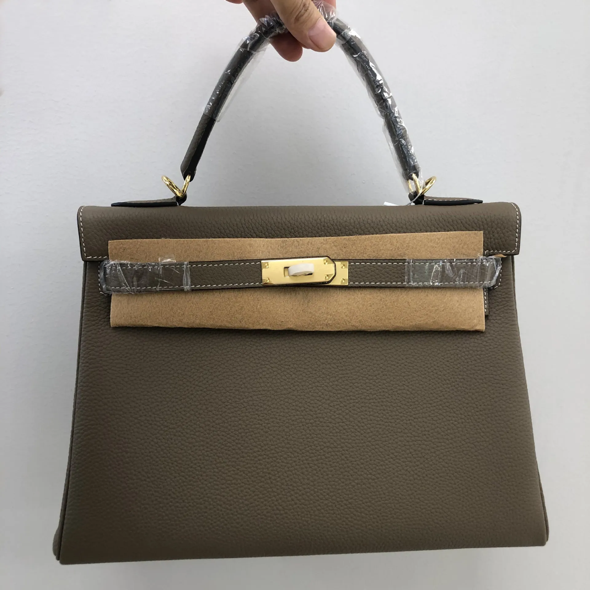 Togo Leather Brand Inspired Bag Gold Tone and Silver Tone, Must-have Leather Designer Bag, Luxury Classic Shoulder Bag, Wide Shoulder Strap